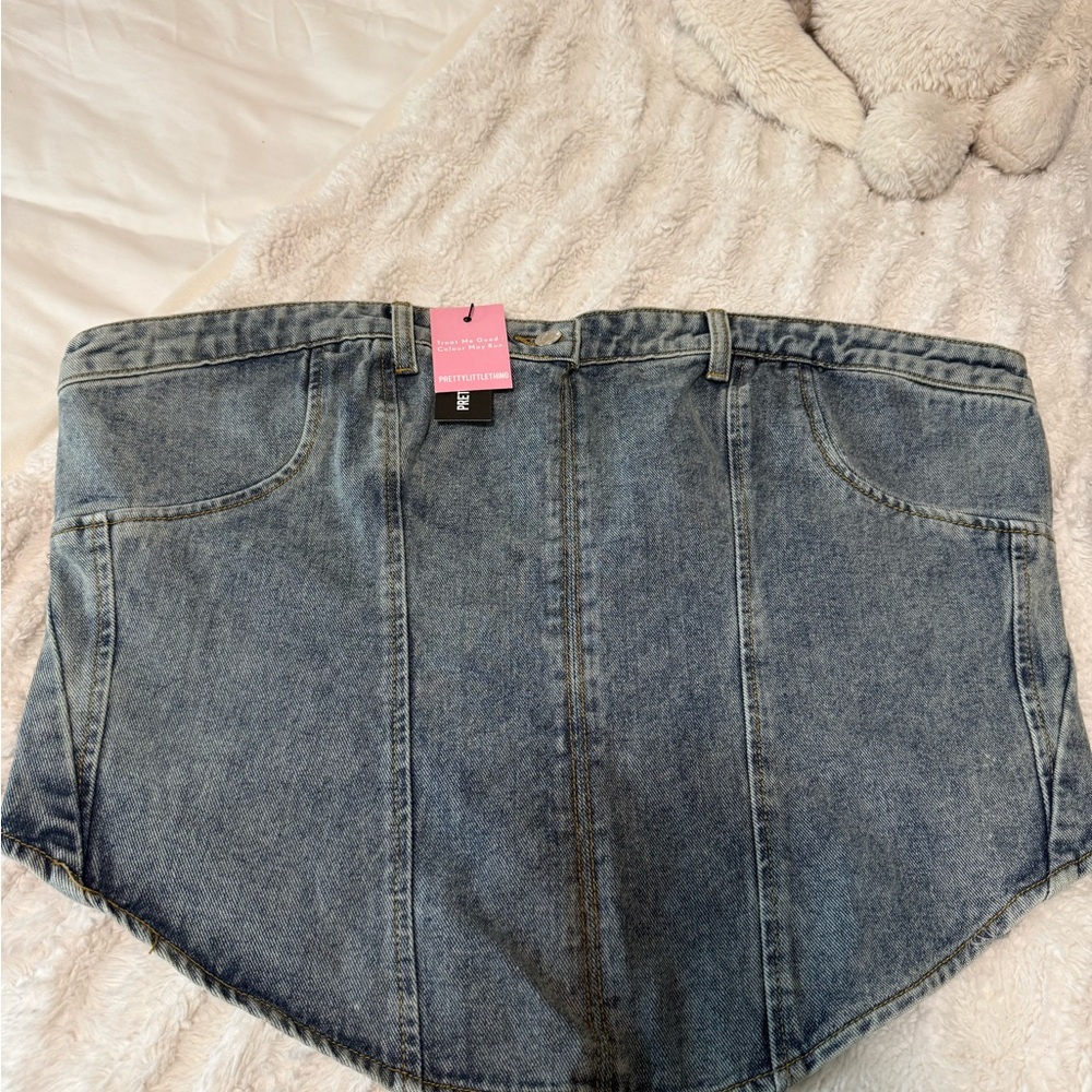 PLUS Blue Light Wash Denim Corset Top – Size U.S. 18